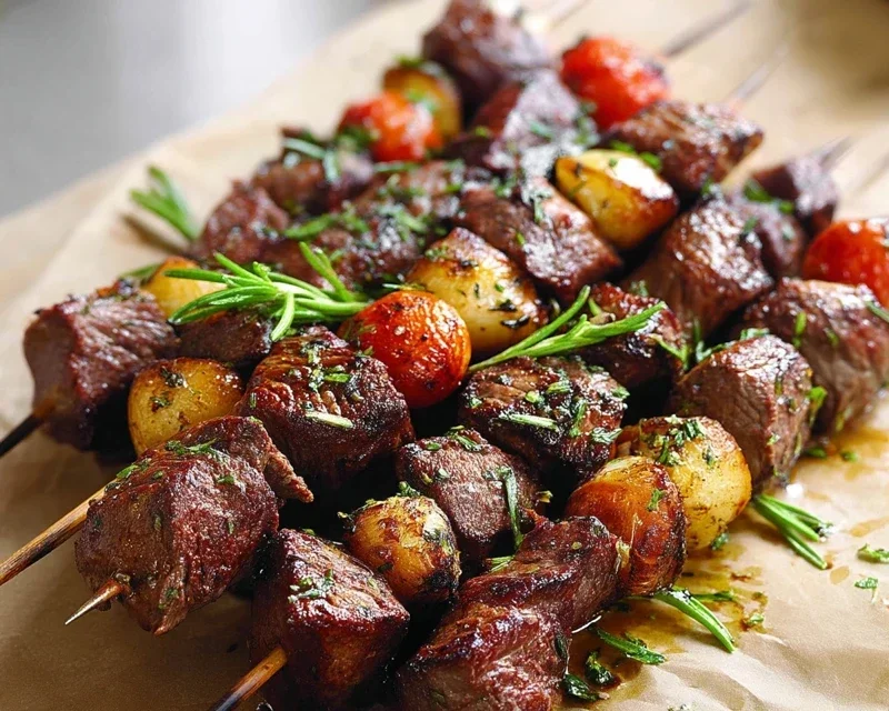 Rosemary Garlic Steak Kebabs