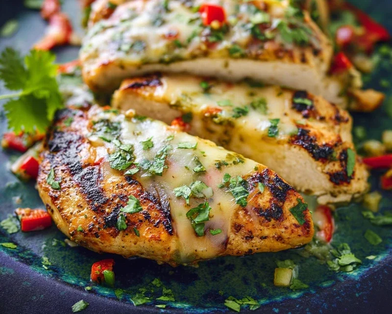 Grilled Salsa Verde Chicken with Pepper Jack