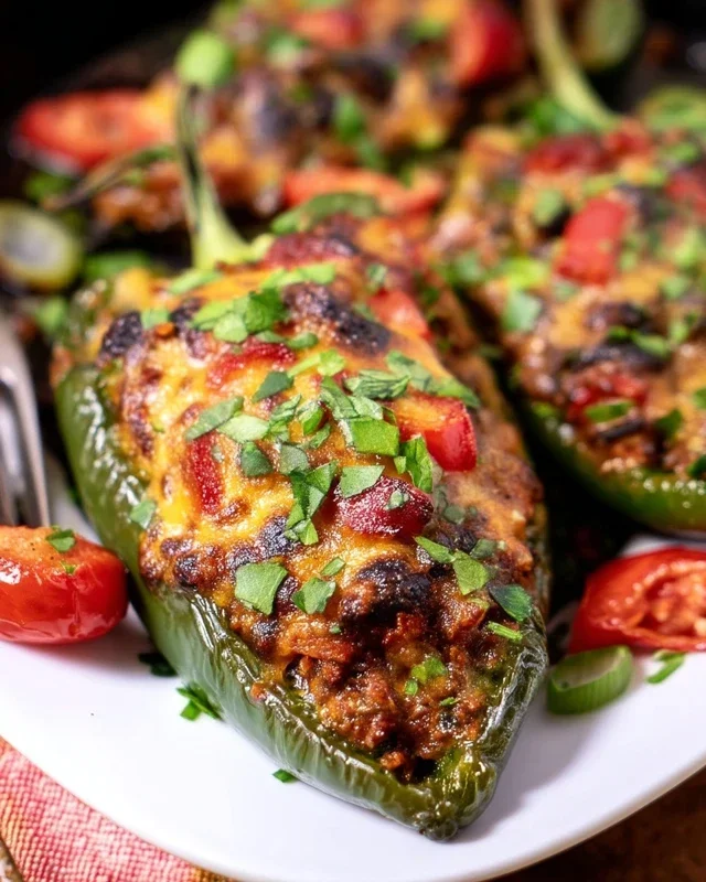 Brisket Stuffed Poblano Peppers