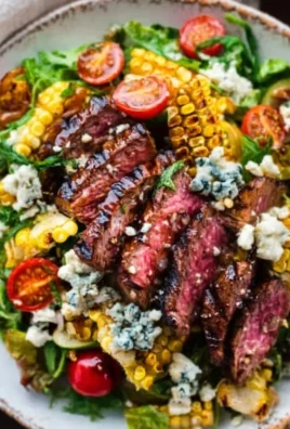 Balsamic Steak Gorgonzola Salad with Grilled Corn