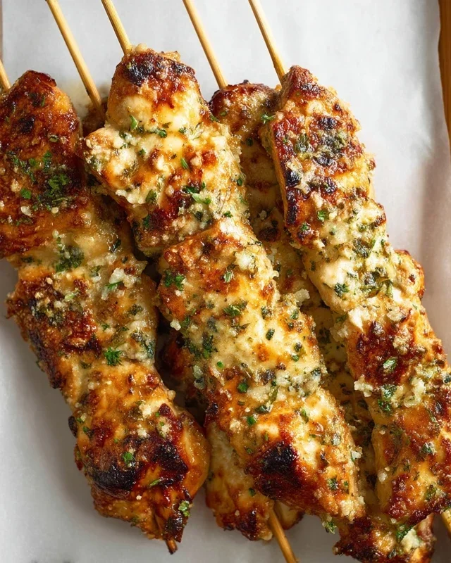 Garlic Parmesan Chicken Skewers