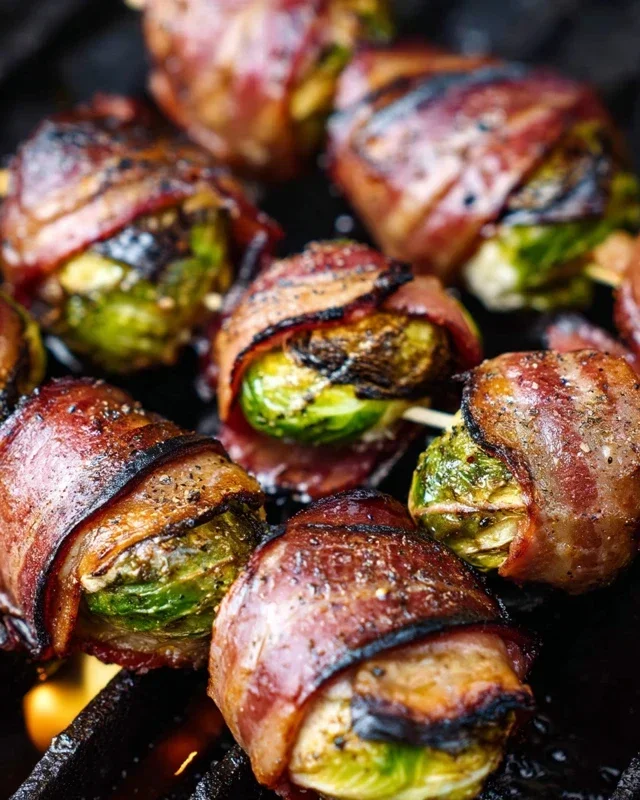 Grilled Beef Beef Bacon Wrapped Brussels Sprouts