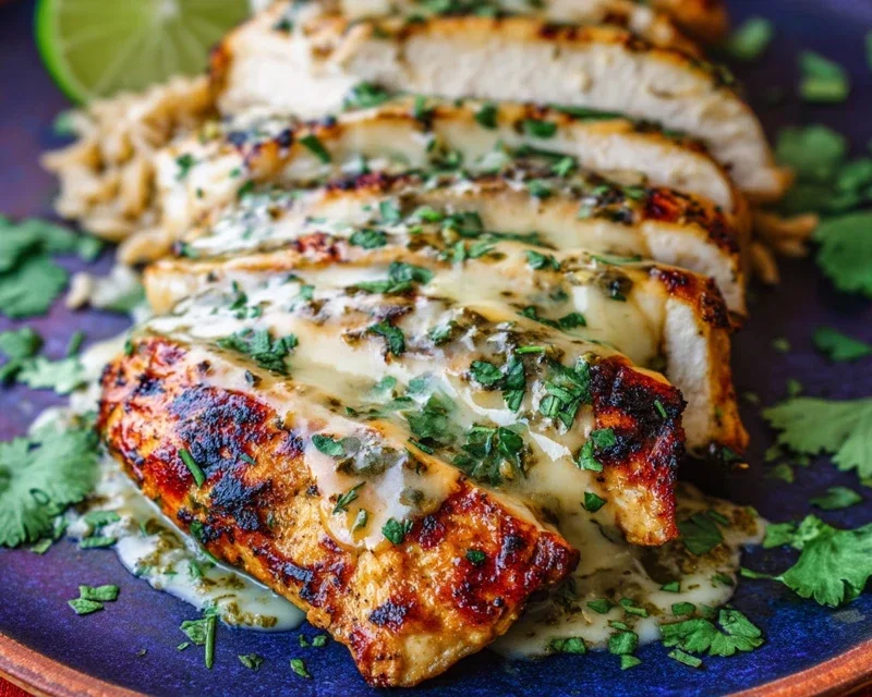Grilled Salsa Verde Pepper Jack Chicken