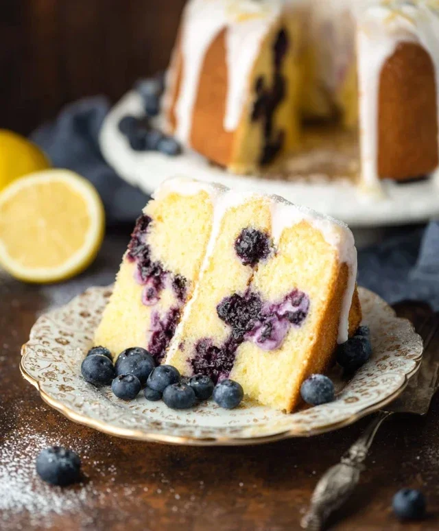 Blueberry Cake with Lemon Cream Cheese Frosting