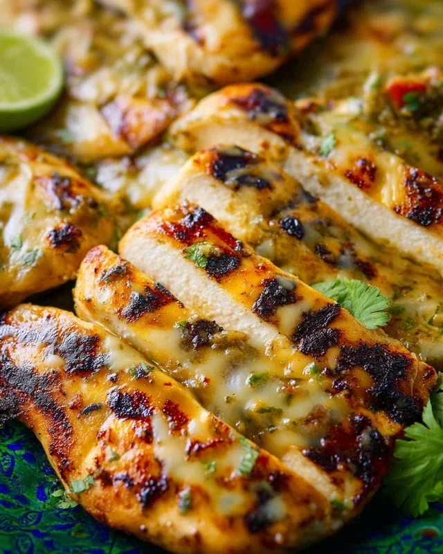 Grilled Salsa Verde Pepper Jack Chicken
