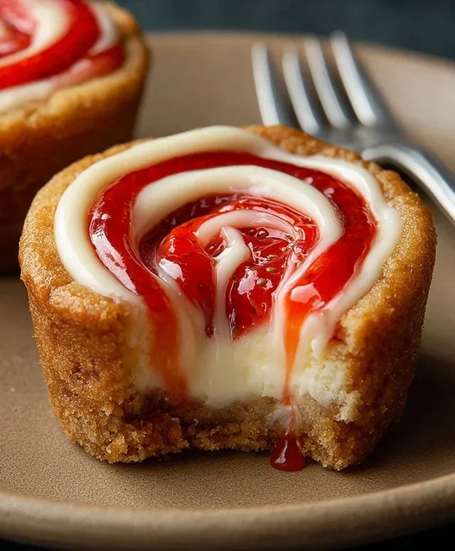 Strawberry Swirl Cheesecake Cookie Cups