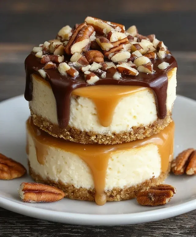 No Bake Turtle Mini Cheesecakes