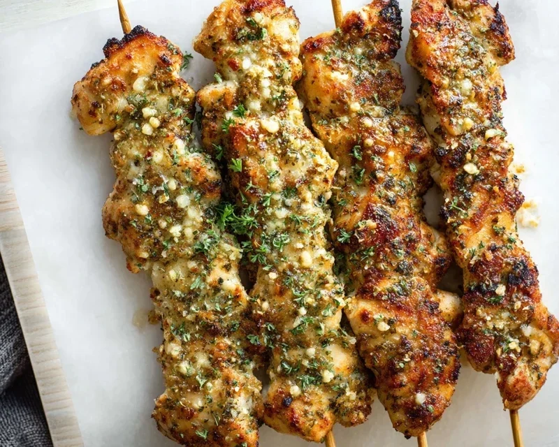 Garlic Parmesan Chicken Skewers