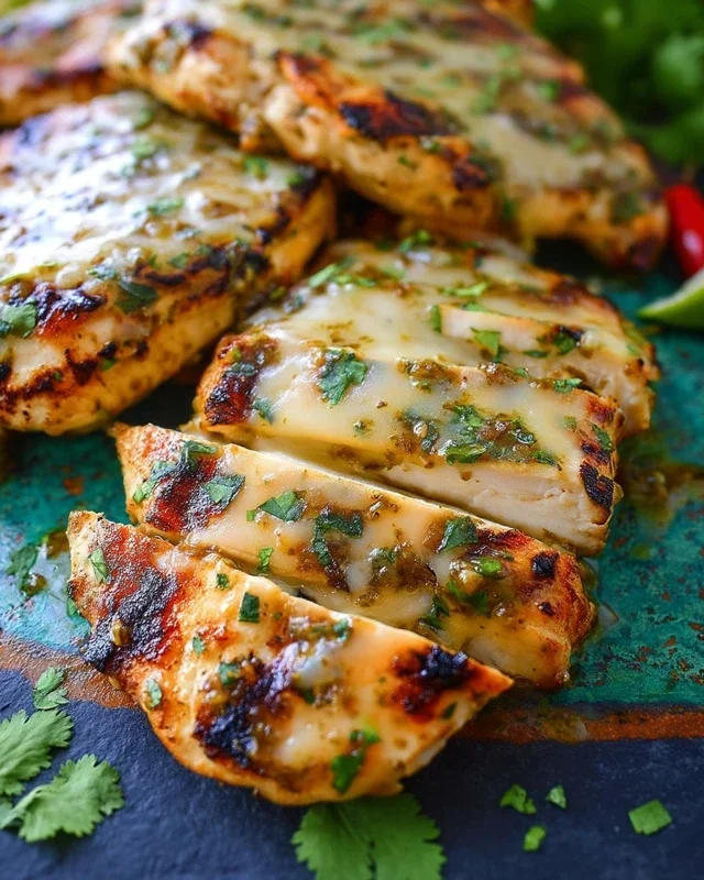 Grilled Salsa Verde Chicken with Pepper Jack