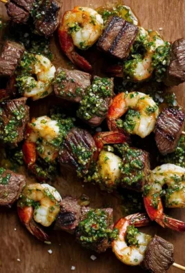 Surf and Turf Kabobs with Chimichurri Sauce