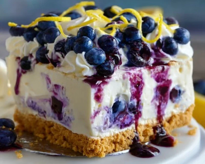 No-Bake Lemon dazzling Blueberry cream Cake