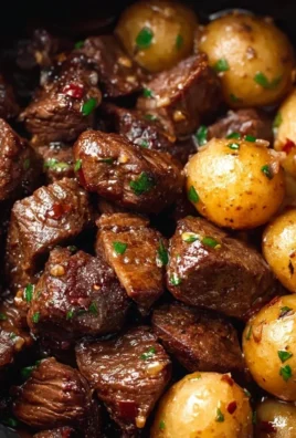 Slow Cooker Garlic Butter Beef Bites with Potatoes