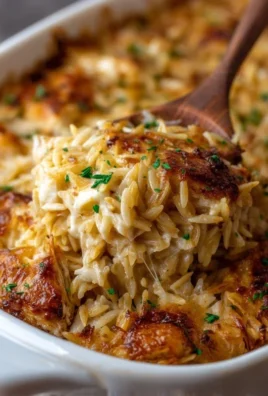 French Onion Chicken Orzo Casserole