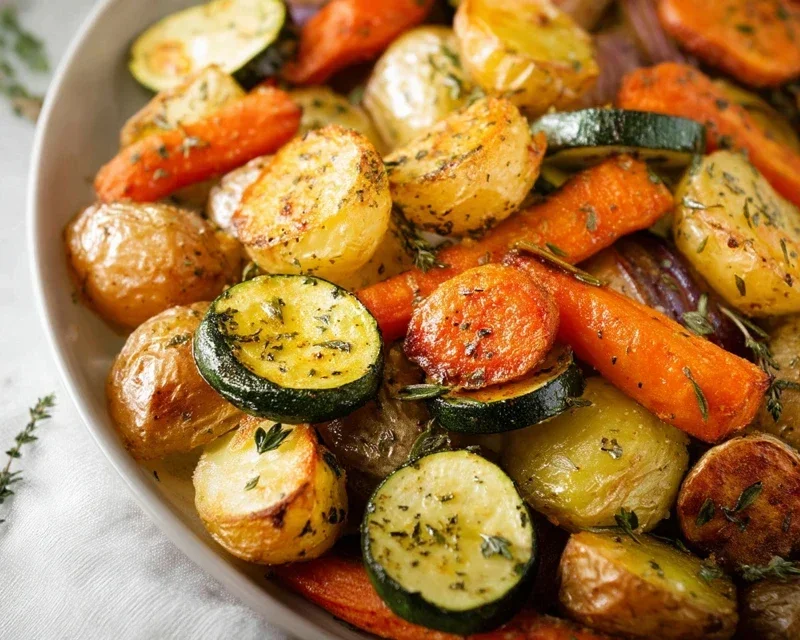 Garlic Herb Roasted Potatoes Carrots and Zucchini