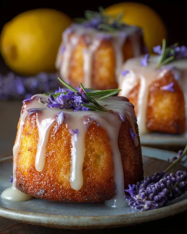 Mini Lemon Cakes With Lavender Glaze