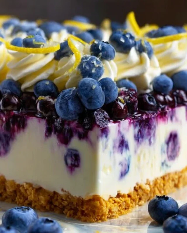 No-Bake Lemon dazzling Blueberry cream Cake