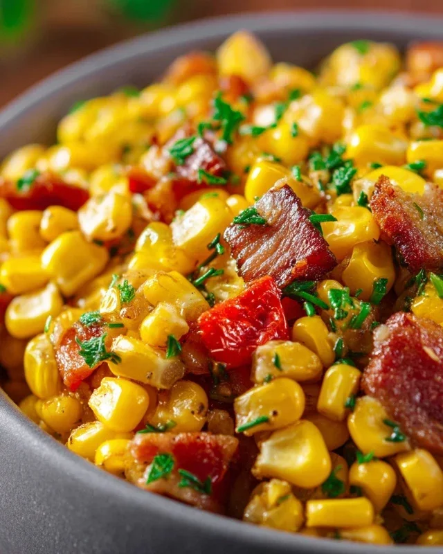 Fresh Corn and Beef Bacon Side Dish