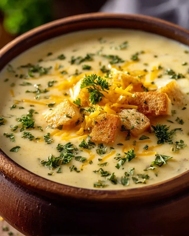Hearty Cheddar Garlic Herb Potato Soup Recipe