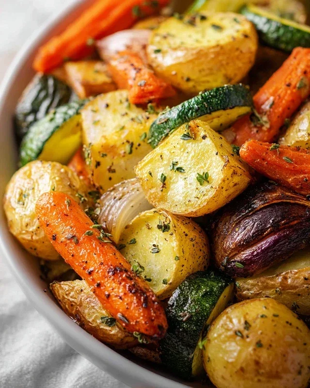 Garlic Herb Roasted Potatoes Carrots and Zucchini