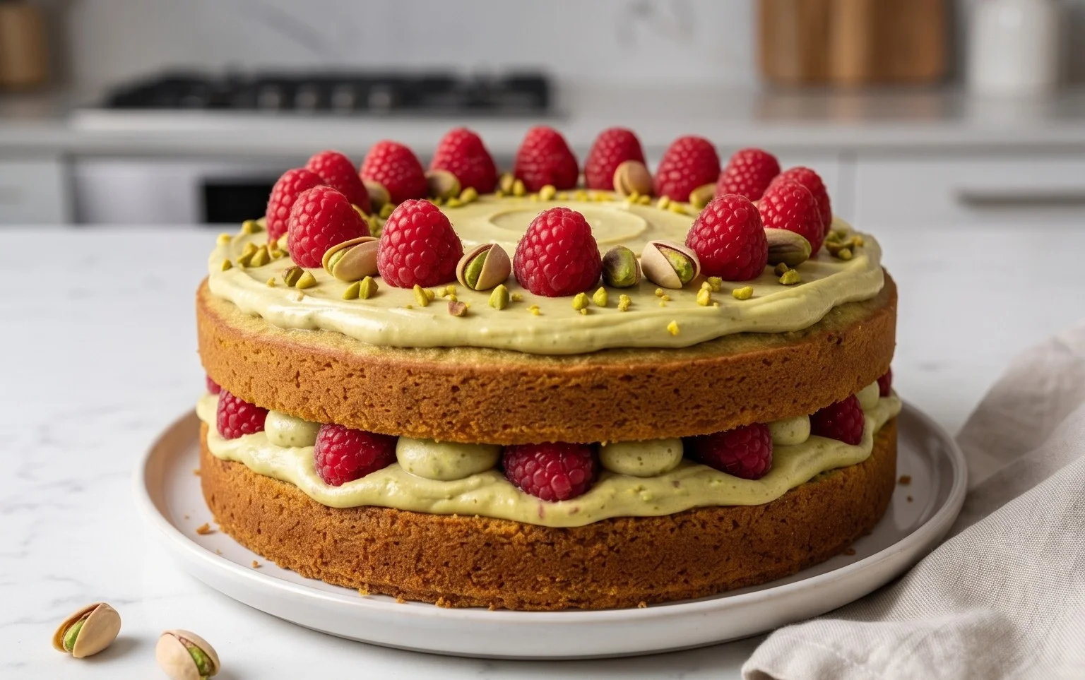 Pistachio Raspberry Cake