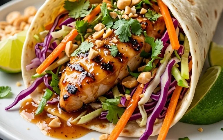 Thai Chicken Wrap with Crunchy Asian Slaw