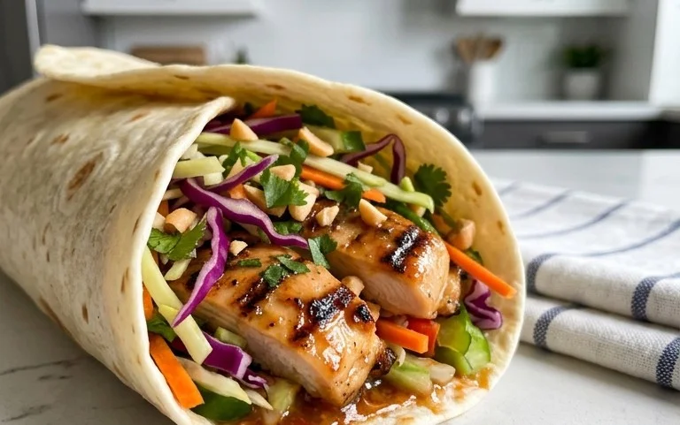 Thai Chicken Wrap with Crunchy Asian Slaw