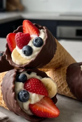 Chocolate Dipped Fruit Filled Cones