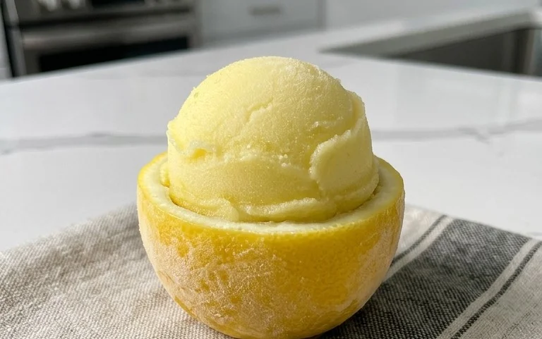 Sorbetto di Limone Dressed Up in a Frozen Lemon Shell