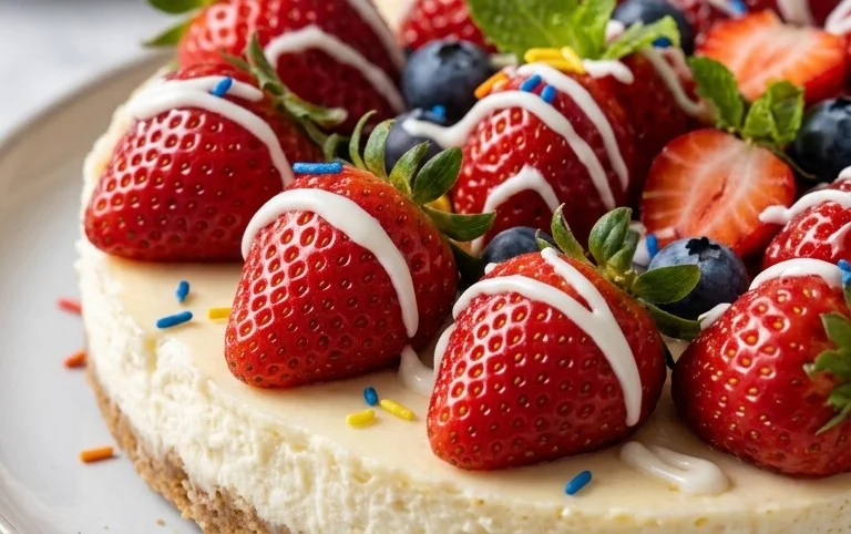 Red, White, and Blue Cheesecake Strawberries