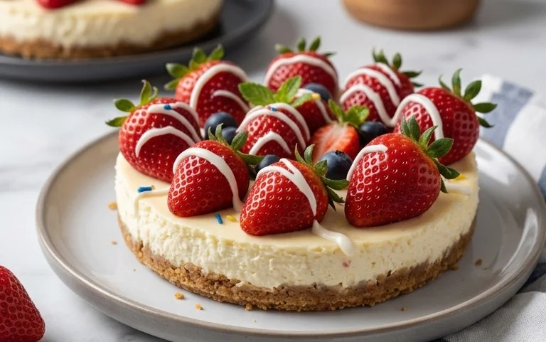 Red, White, and Blue Cheesecake Strawberries