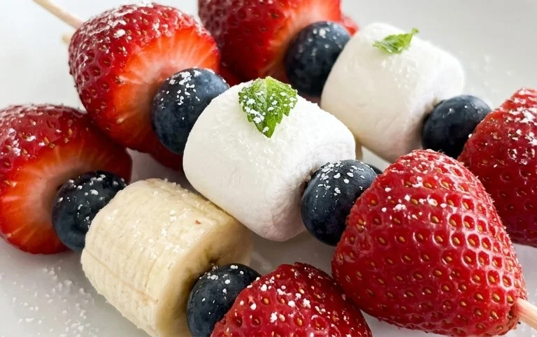 Red, White and Blue Fruit Kabobs