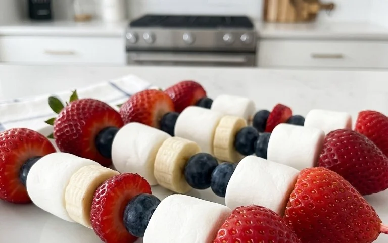 Red, White and Blue Fruit Kabobs
