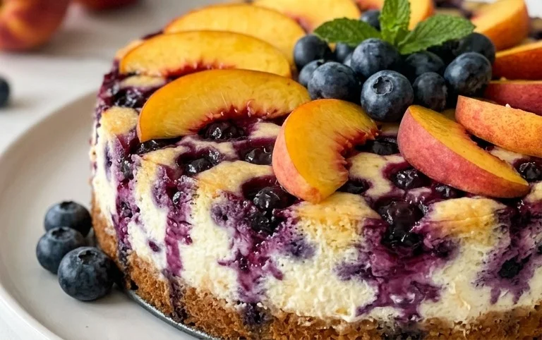 Peach and Blueberry Greek Yogurt Cake