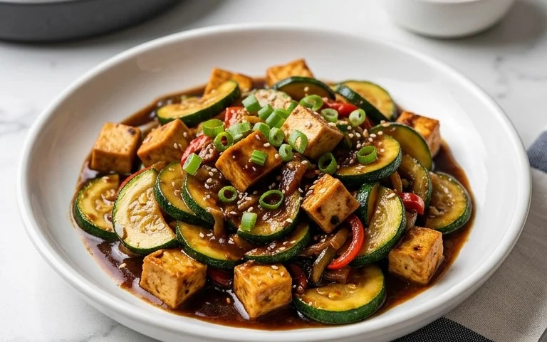 Zucchini Stir Fry With Tofu (Vegan)